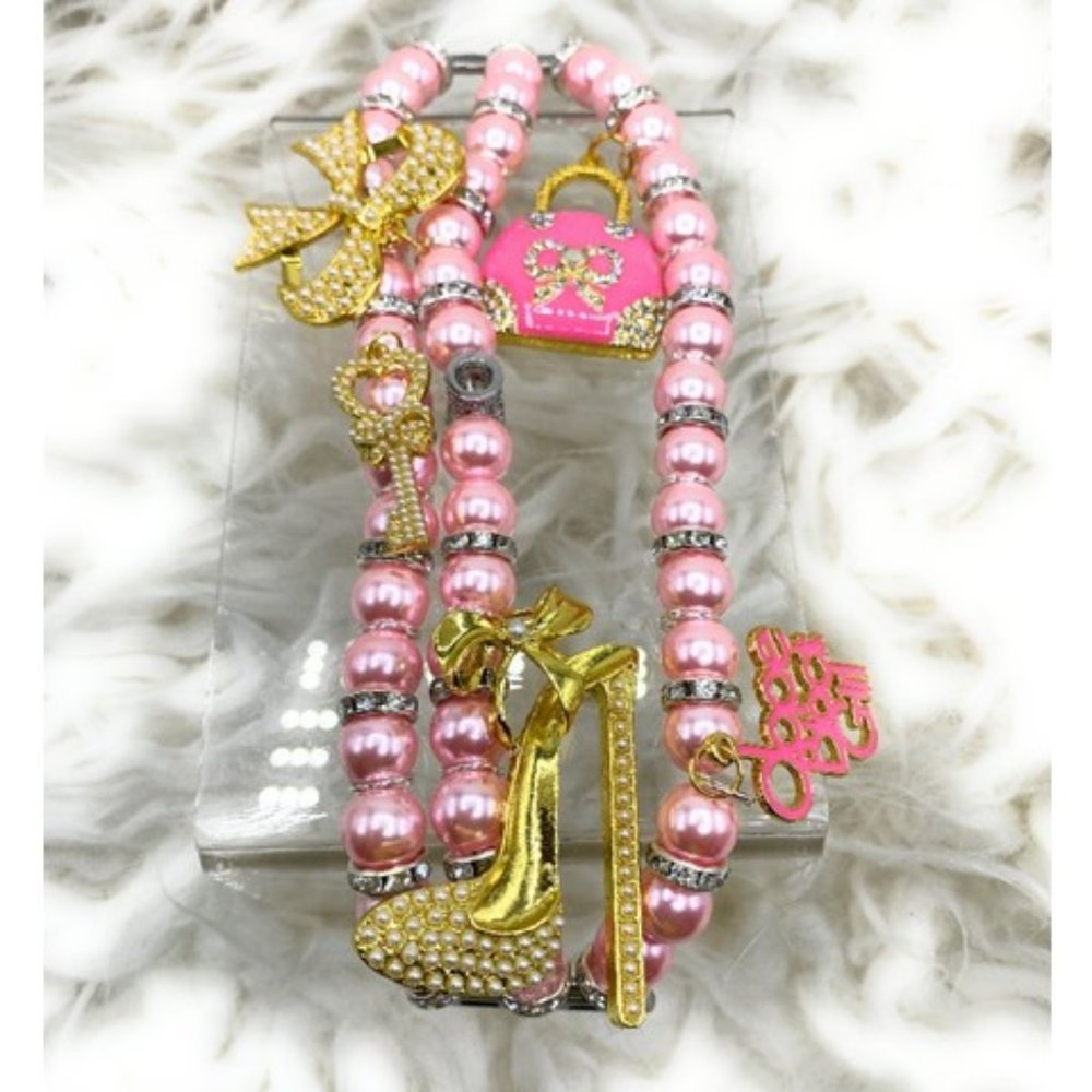Pink Princess Beads Apple Watch Charm Band - Picture 1 of 2